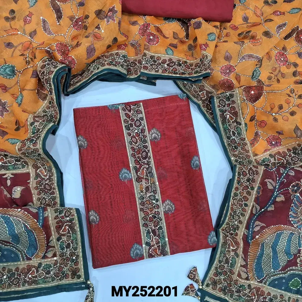 Maroon digital printed silk cotton salwar material my252201-Neidhal