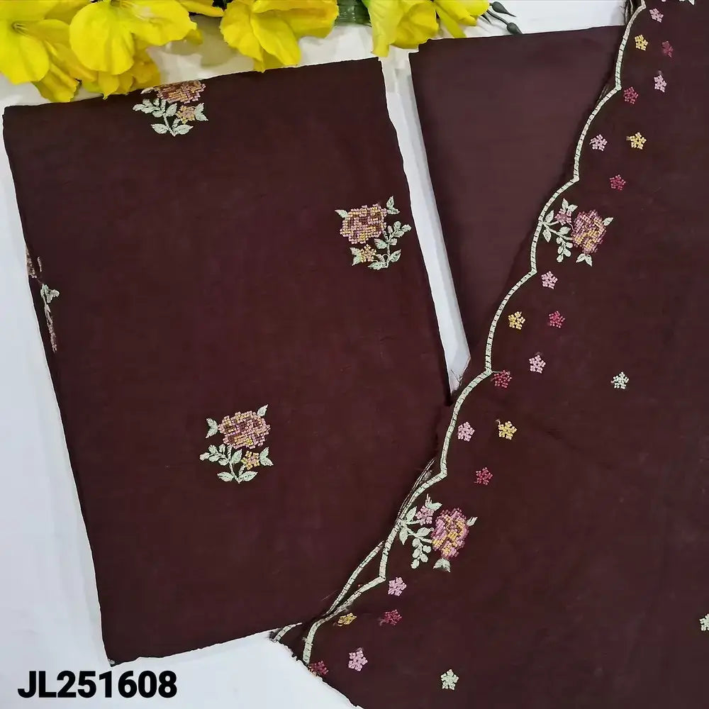 Maroon fancy crinkled silk cotton salwar material jl251608-Neidhal
