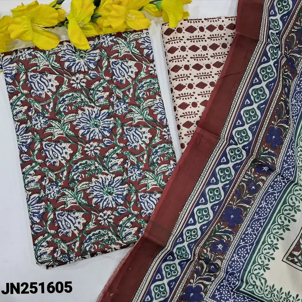 Maroon floral printed pure soft cotton salwar material jn251605-Neihdal