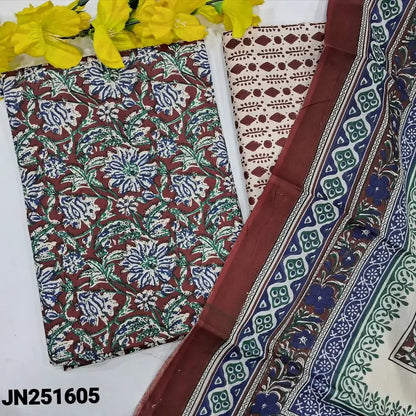 Maroon floral printed pure soft cotton salwar material jn251605-Neihdal