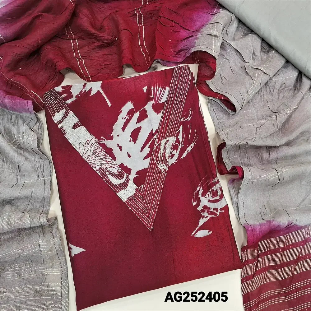 Maroon floral printed soft silk cotton salwar material ag252405 Neidhal