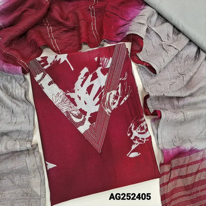 Maroon floral printed soft silk cotton salwar material ag252405 Neidhal