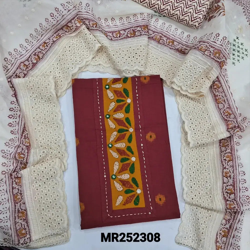 Maroon handloom cotton salwar material my252308-Neidhal