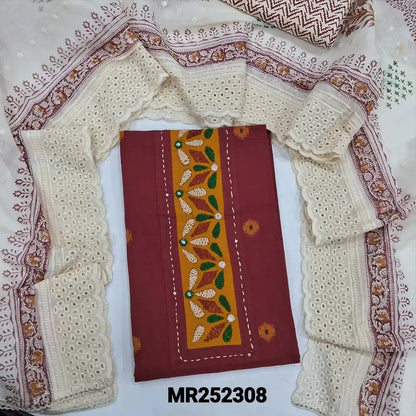 Maroon handloom cotton salwar material my252308-Neidhal