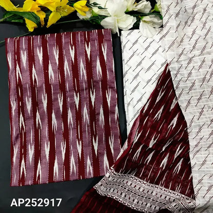 Maroon ikat printed kantha spun cotton salwar material ap252917-Neidhal