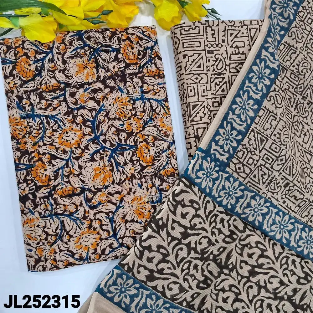 Maroon kalamkari block printed cotton salwar material jl252315-Neidhal