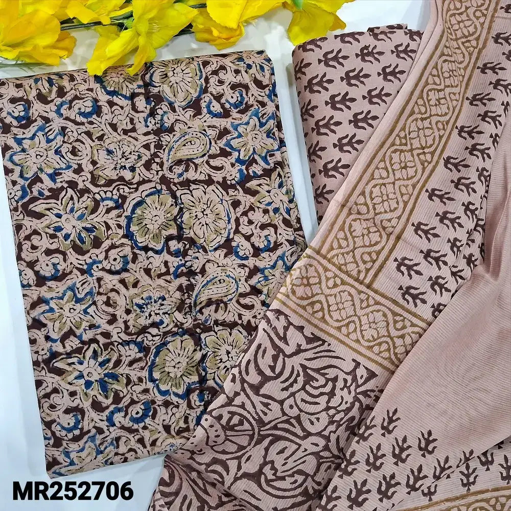 Maroon kalamkari block printed cotton salwar material my252706-Neidhal