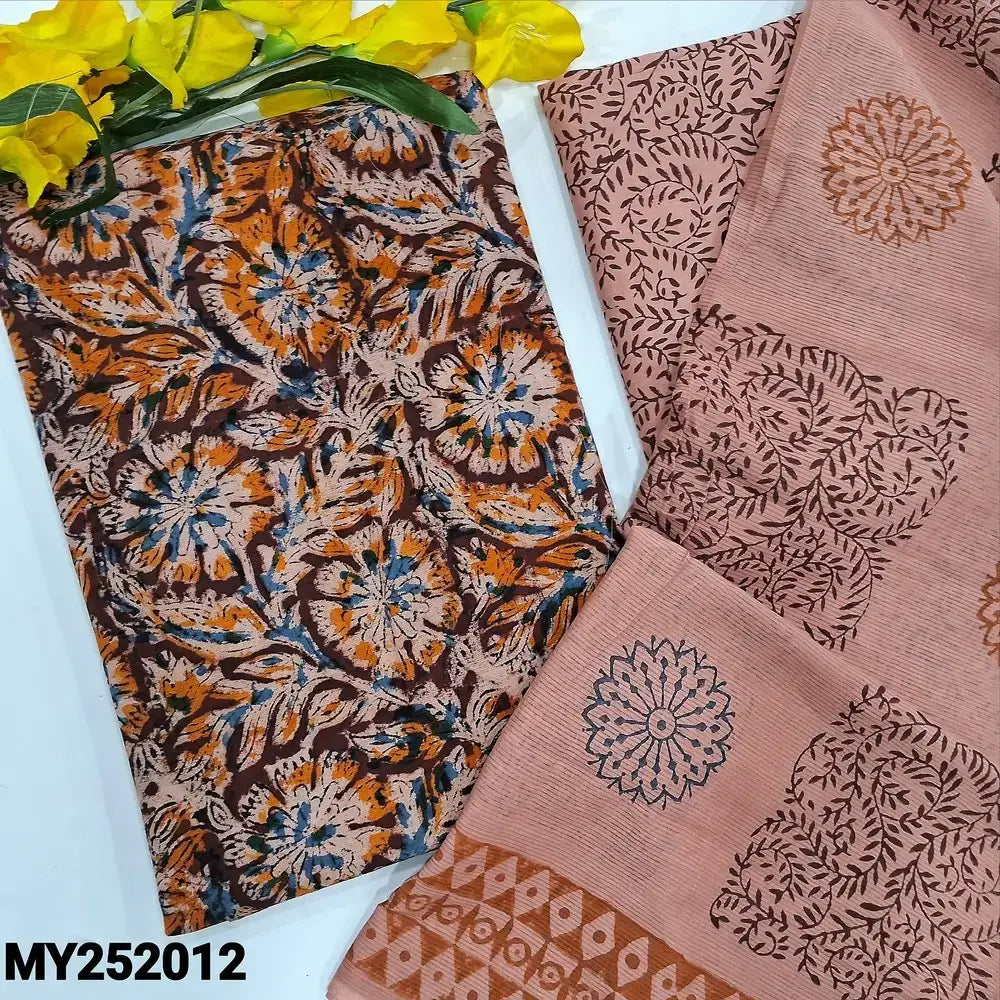 Maroon kalamkari printed cotton salwar material my252012-Neidhal