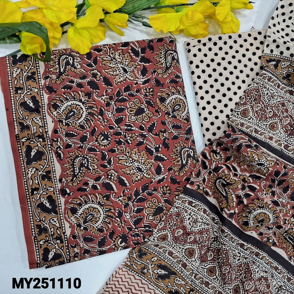 Maroon kalamkari printed soft cotton salwar material my251110-Neihdal