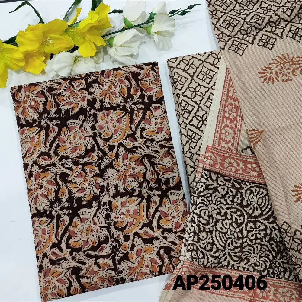 Maroon kalamkari printed soft cotton salwar materialap250406-Neidhal