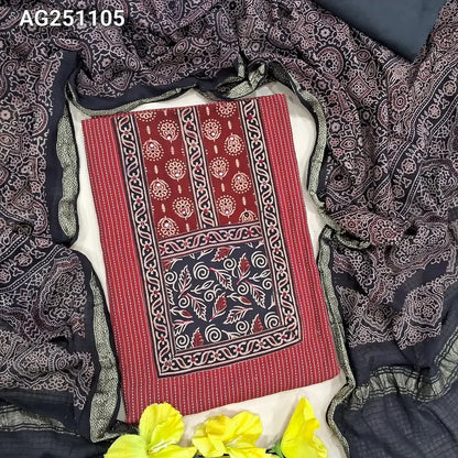 Maroon kantha cotton salwar material ag251105-Neidhal