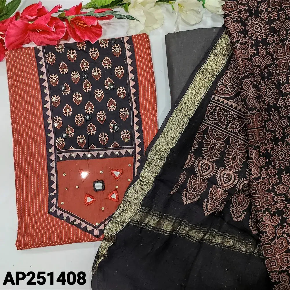 Maroon kantha cotton salwar material ap251408-Neidhal