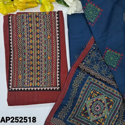 Maroon kantha cotton salwar material ap252518-Neidhal