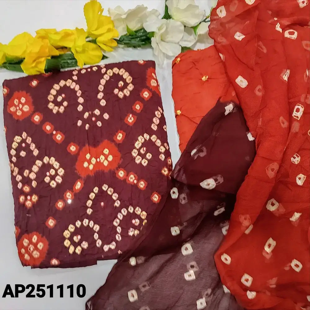 Maroon original bandhini cotton salwar material ap251110-Neidhal