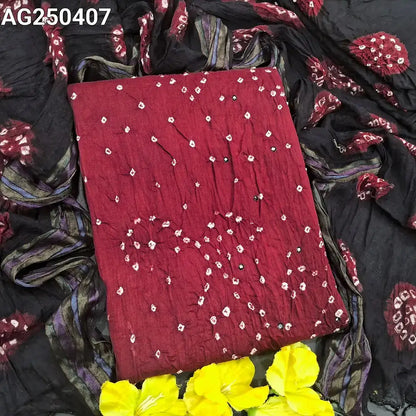 Maroon original bandhini pure cotton salwar material ag250407-Neidhal