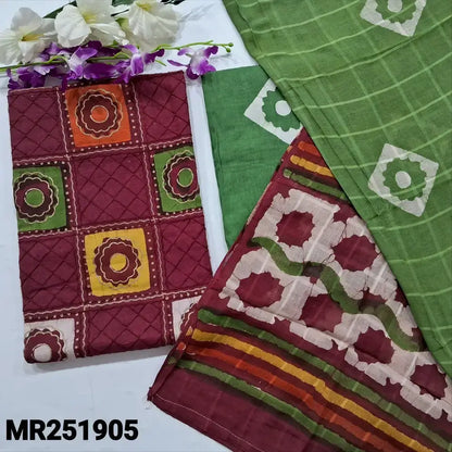 Maroon original wax batik cotton salwar material mr251905-Neidhal