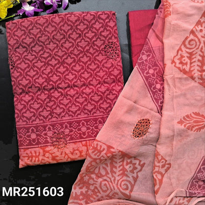 Maroon peach block printed fancy super net salwar material mr251603-Neidhal