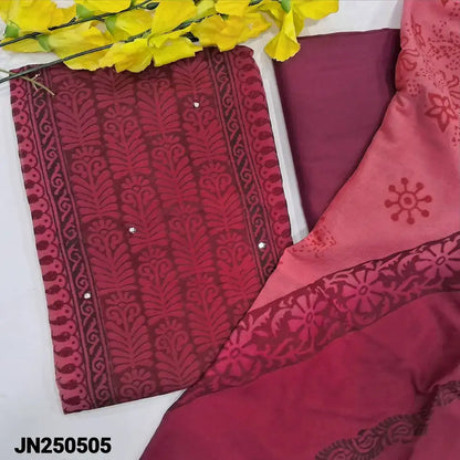 Maroon pink block printed semi georgette salwar material jn250505-Neidhal