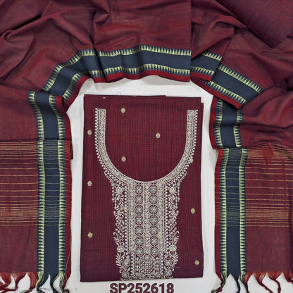 Maroon premium handloom cotton salwar material SP252618-Neidhal