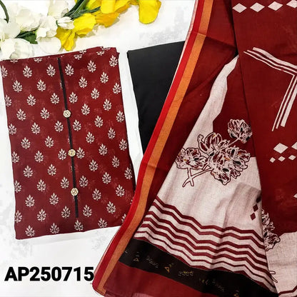 Maroon printed chanderi silk cotton salwar material ap250715-Neidhal