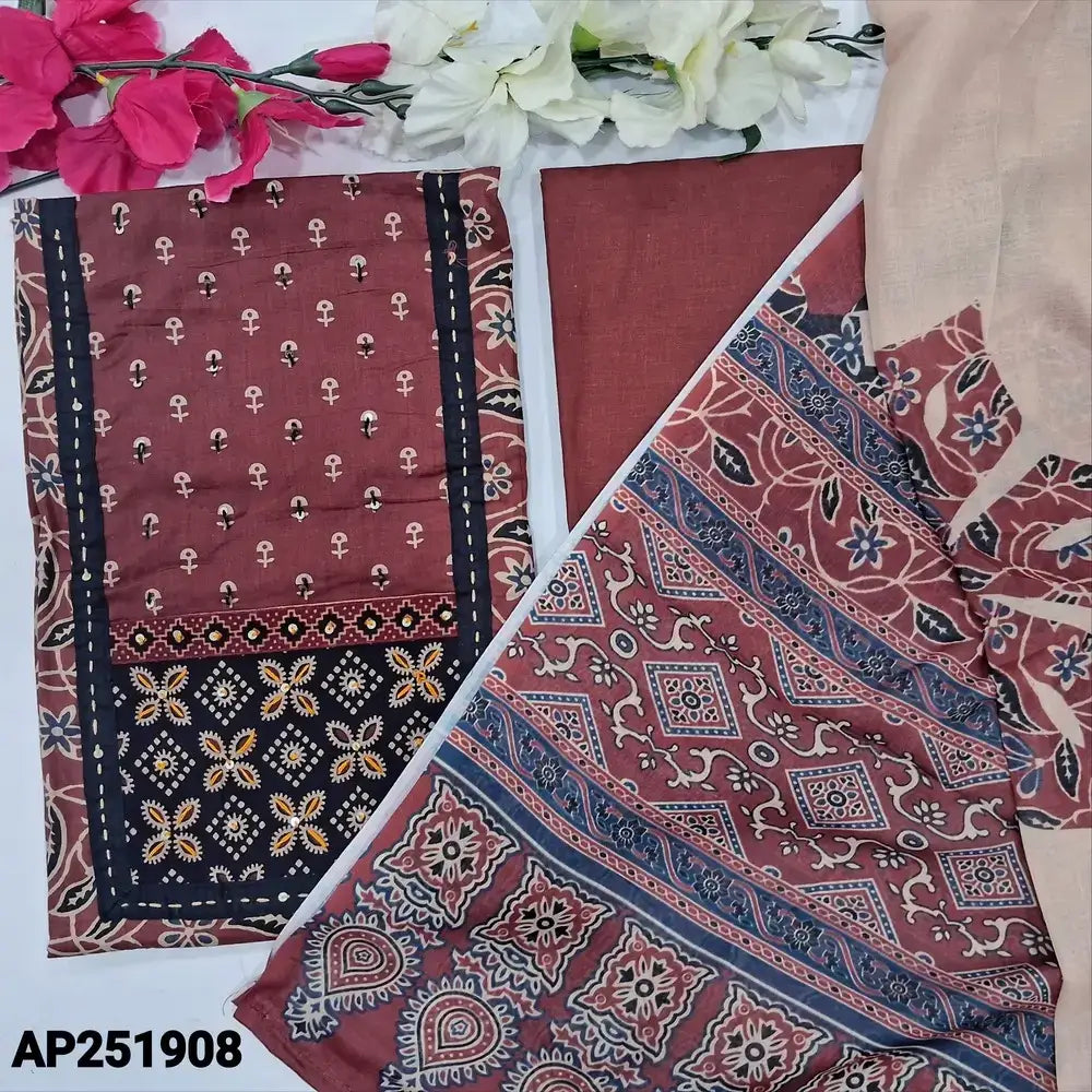 Maroon printed cotton salwar material ap251908-Neidhal