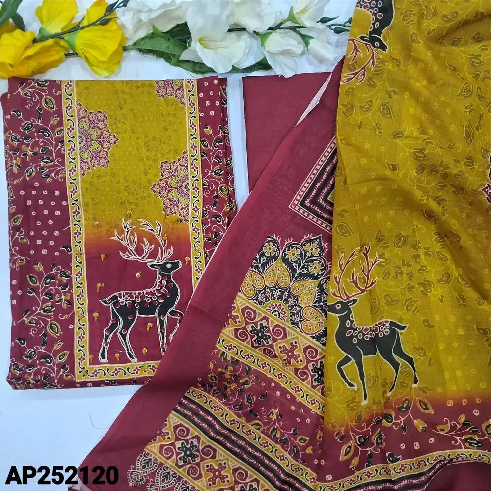 Maroon Printed Cotton Salwar Material with Zardozi AP252120– Neidhal