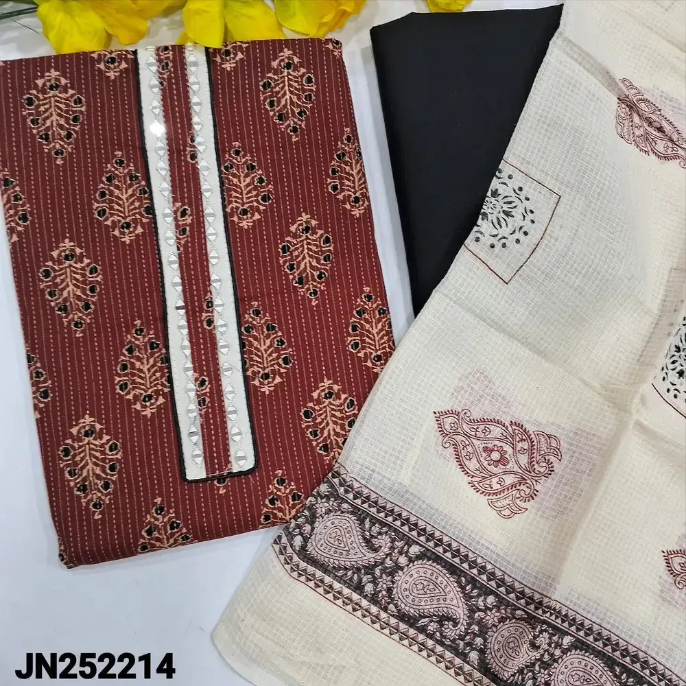 Maroon printed kantha cotton salwar material jn252214-Neidhal
