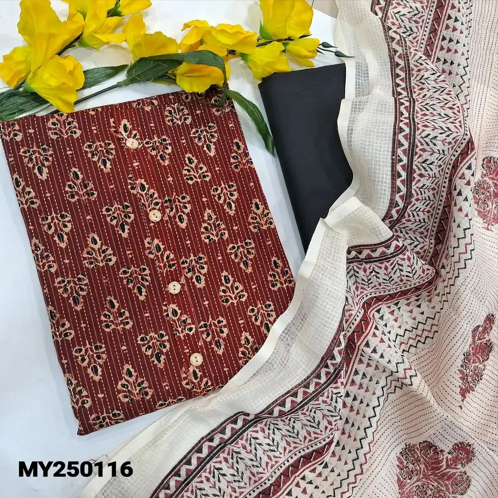 Maroon printed kantha cotton salwar material my250116-Neidhal