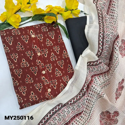 Maroon printed kantha cotton salwar material my250116-Neidhal