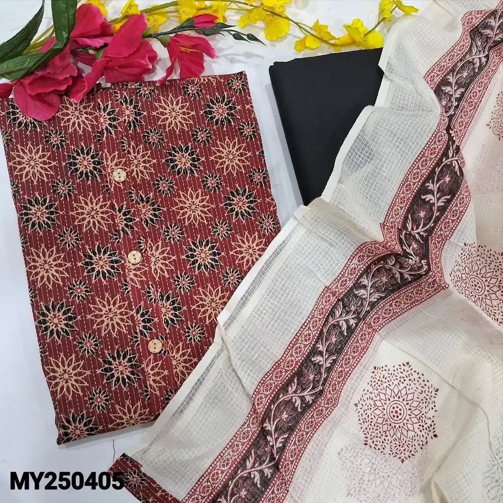 Maroon printed kantha cotton salwar material my250405-Neidhal