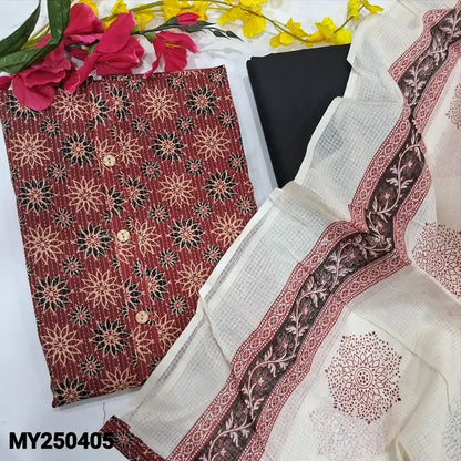 Maroon printed kantha cotton salwar material my250405-Neidhal