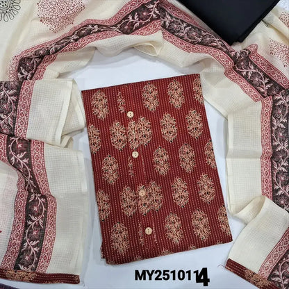 Maroon printed kantha cotton salwar material my251014-Neidhal