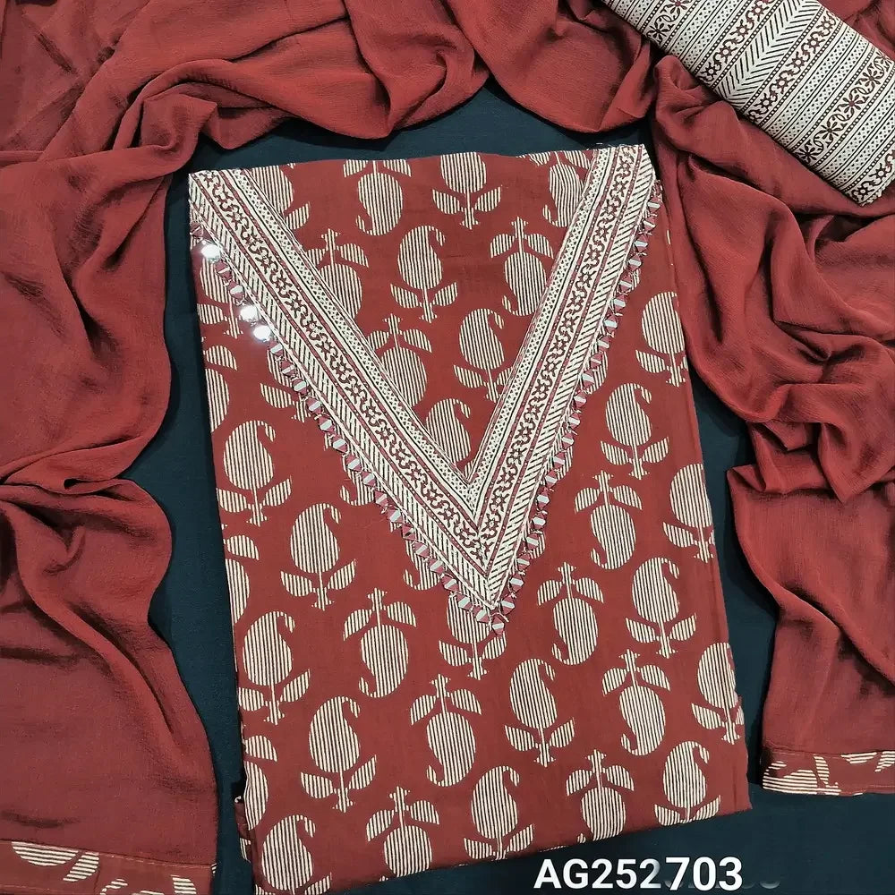 Maroon printed pure soft cotton salwar material ag252703 Neidhal