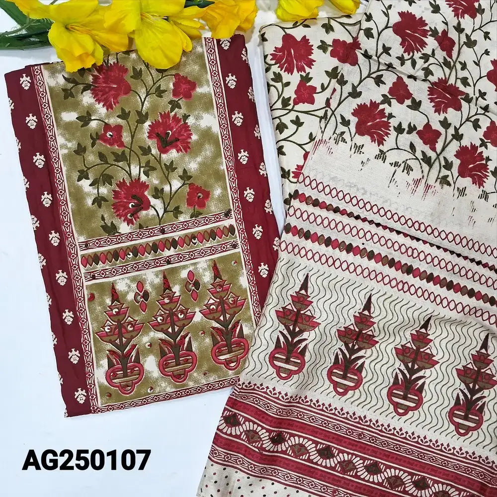 Maroon printed soft cotton salwar material ag250107-Neidhal