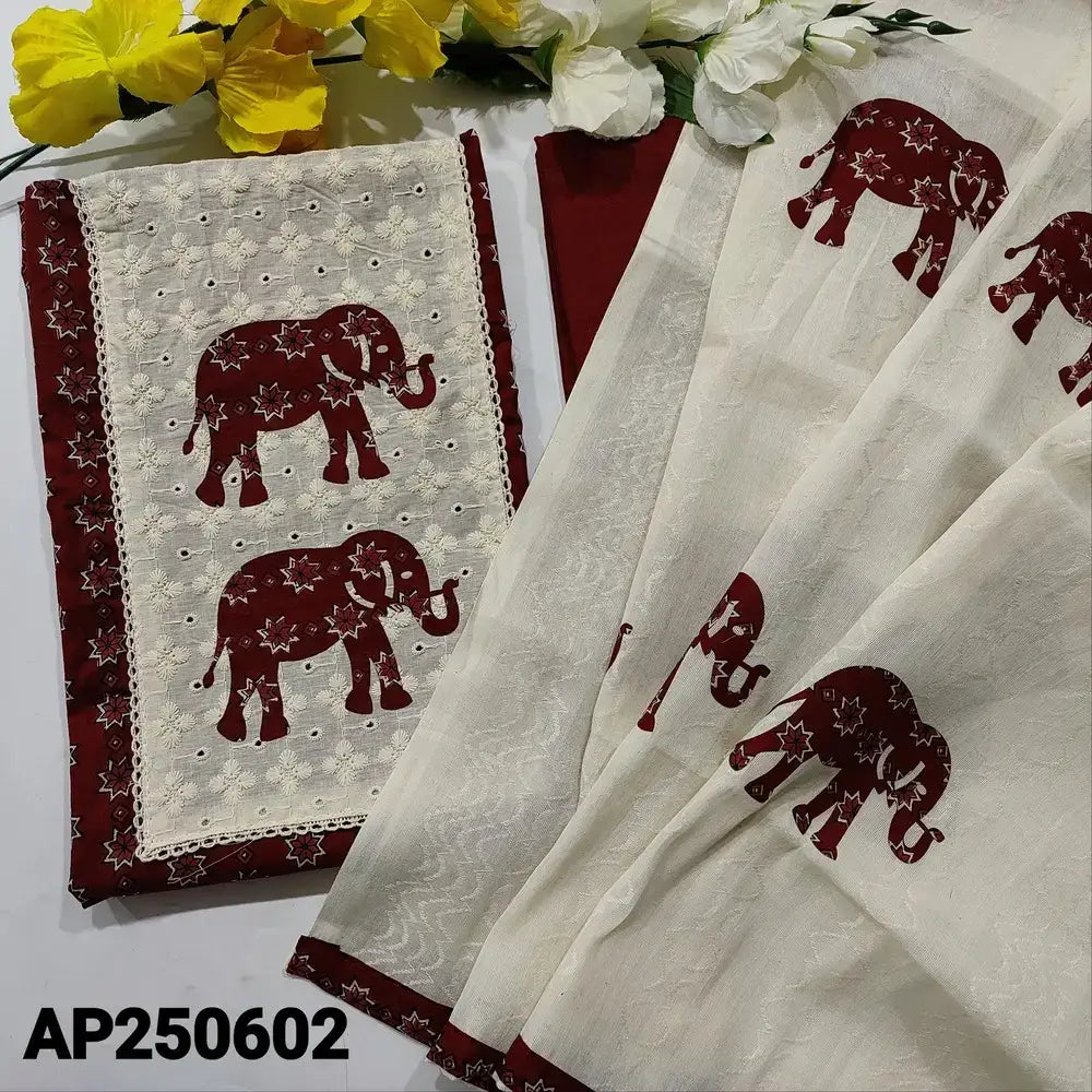 Maroon printed soft cotton salwar material ap250602-Neidhal
