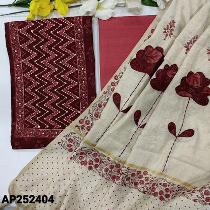 Maroon printed soft cotton salwar material ap252404-Neidhal