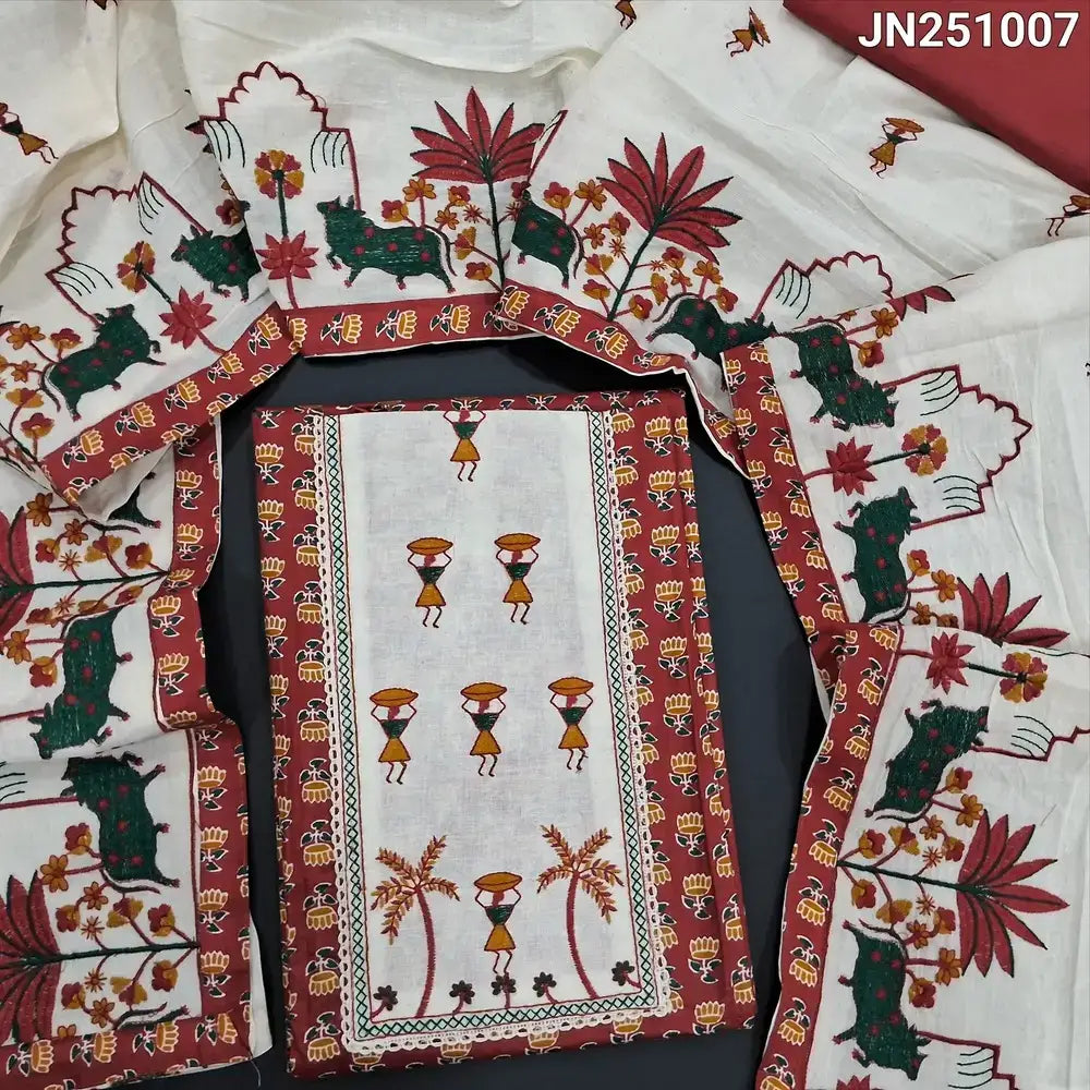 Maroon printed soft cotton salwar material jn251007-Neidhal