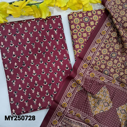 Maroon printed soft cotton salwar material my250728-Neidhal