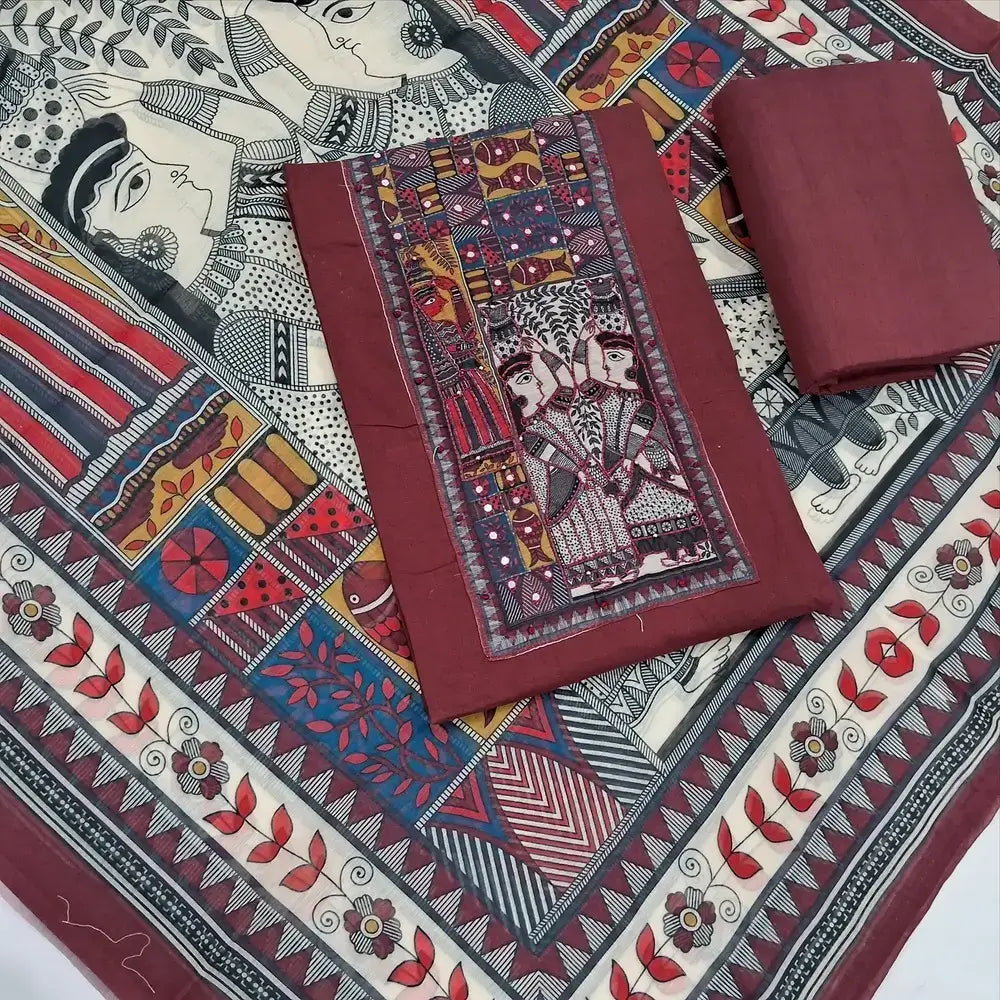 Maroon pure cotton salwar material jn251407-Neidhal