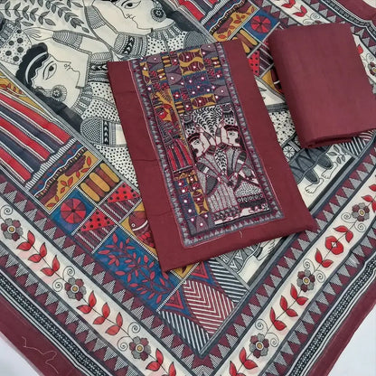 Maroon pure cotton salwar material jn251407-Neidhal