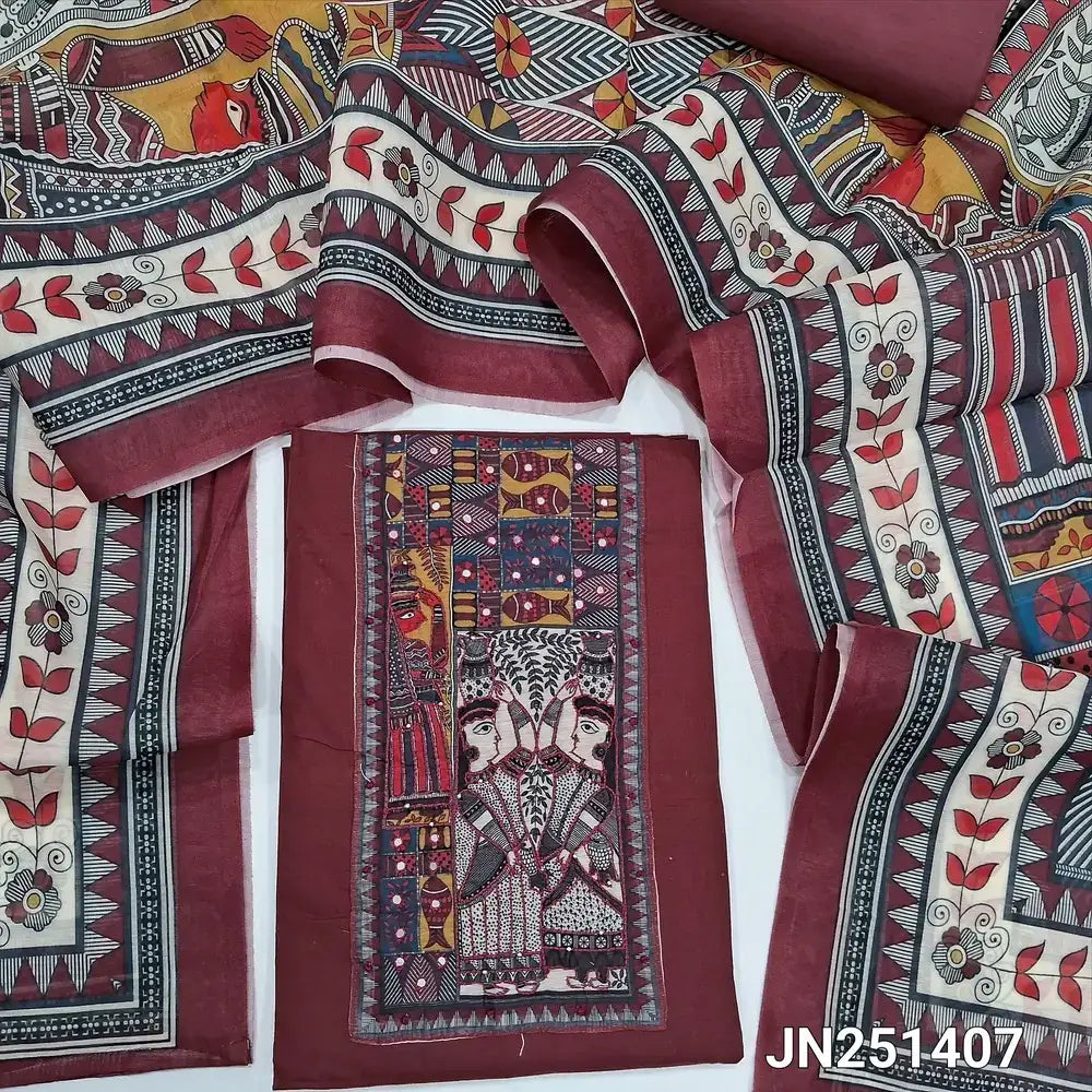 Maroon pure cotton salwar material jn251407-Neidhal