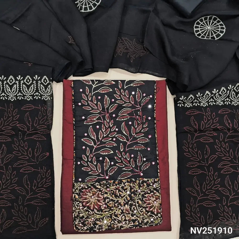 maroon pure cotton unstitched salwar material nv251909-Neidhal