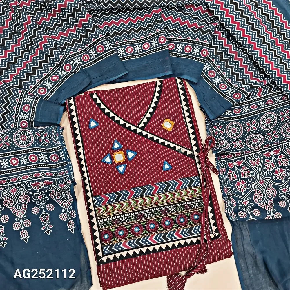 Maroon pure kantha cotton salwar material ag252112 Neidhal