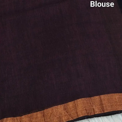 Maroon pure linen hand woven saree ns172-Neidhal