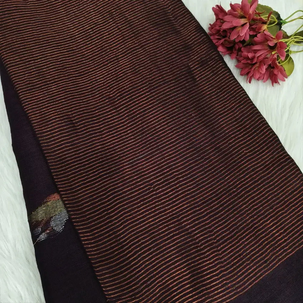 Maroon pure linen hand woven saree ns172-Neidhal
