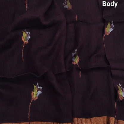 Maroon pure linen hand woven saree ns172-Neidhal