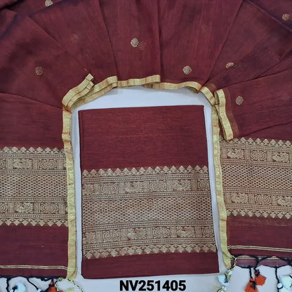 maroon pure linen unstitched salwar material nv251405-Neidhal