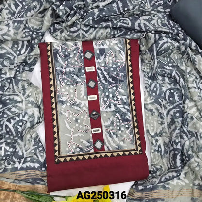 Maroon satin cotton salwar material ag250316-Neidhal