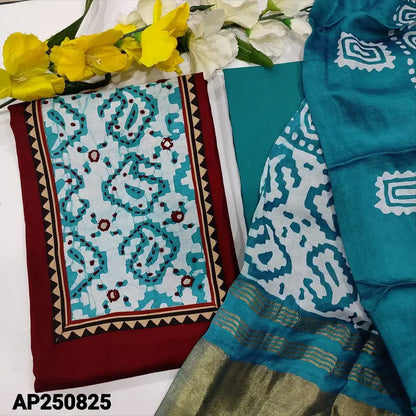 Maroon satin cotton salwar material ap250825-Neidhal