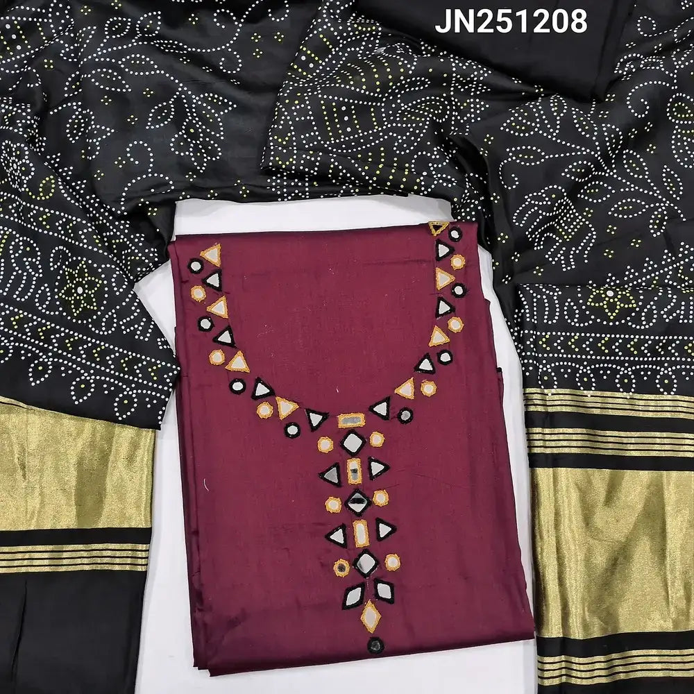 Maroon satin cotton salwar material jn251208-Neidhal
